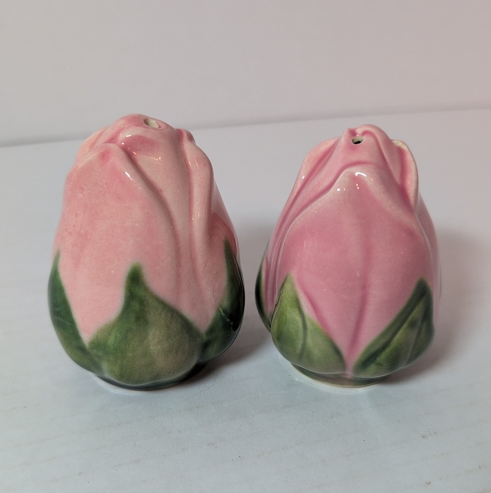 Vintage Salt and Pepper Set Shakers Franciscan Desert Rose Pink Rosebud Flower