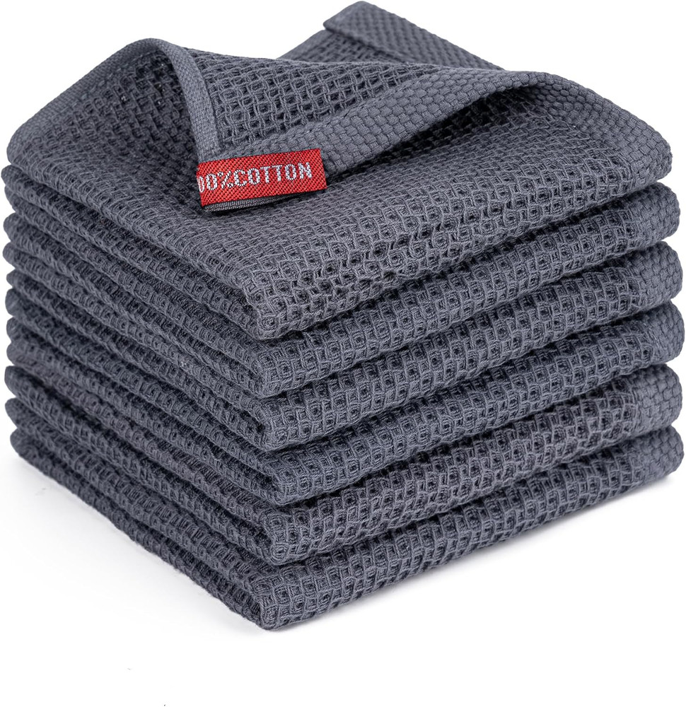 Kitchen Towels 6 Pack Kitchen Dish Cloths,100% Cotton Towels Waffle Weave
