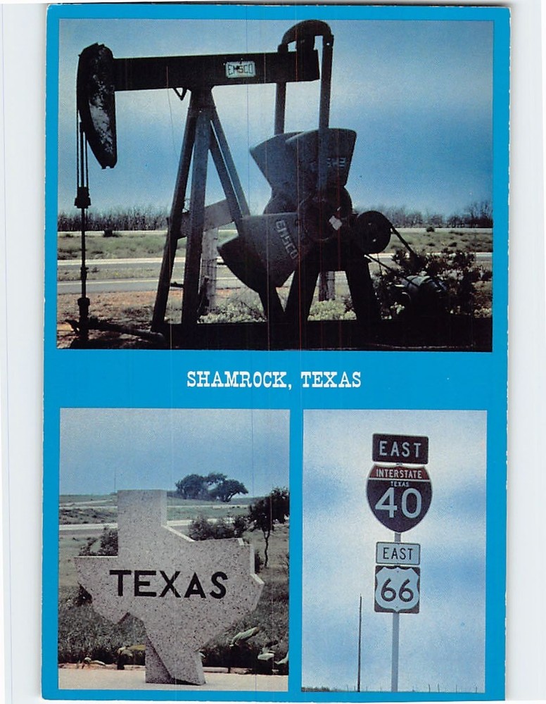 Postcard Scenes on US 66 & Interstate 40 Shamrock Texas USA