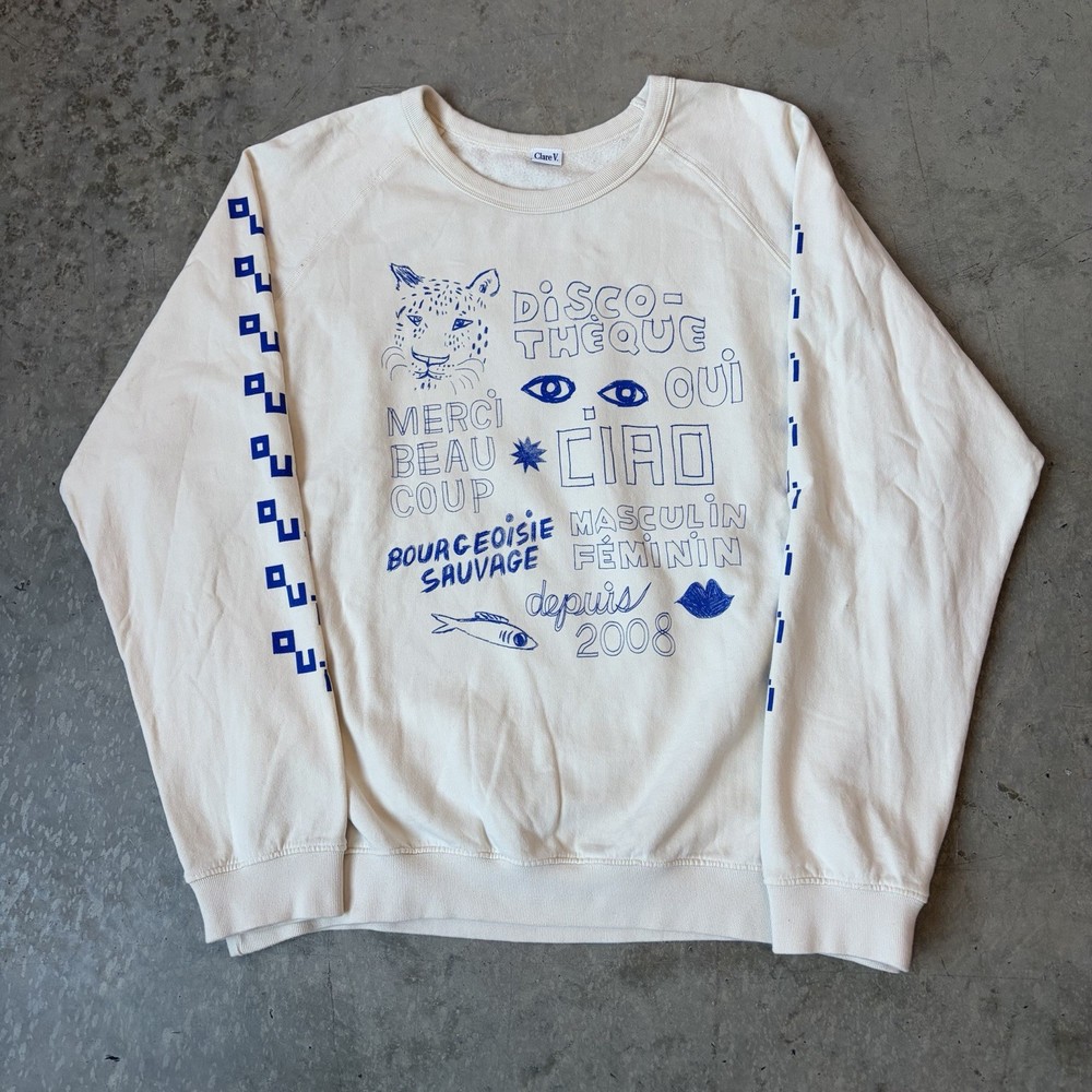 Clare V Icon Raglan Crewneck Sweatshirt Pullover Graphic Los Angeles Women’s 2XL