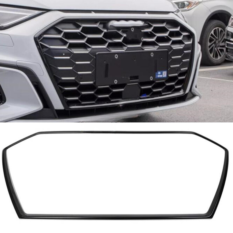 For 2022-2024 AUDI A3 S3 Bright Black ABS Front Grille Decorate Frame Cover Trim