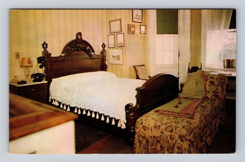 Hyde Park NY-New York, Franklin D Roosevelt Bedroom, Antique, Vintage Postcard