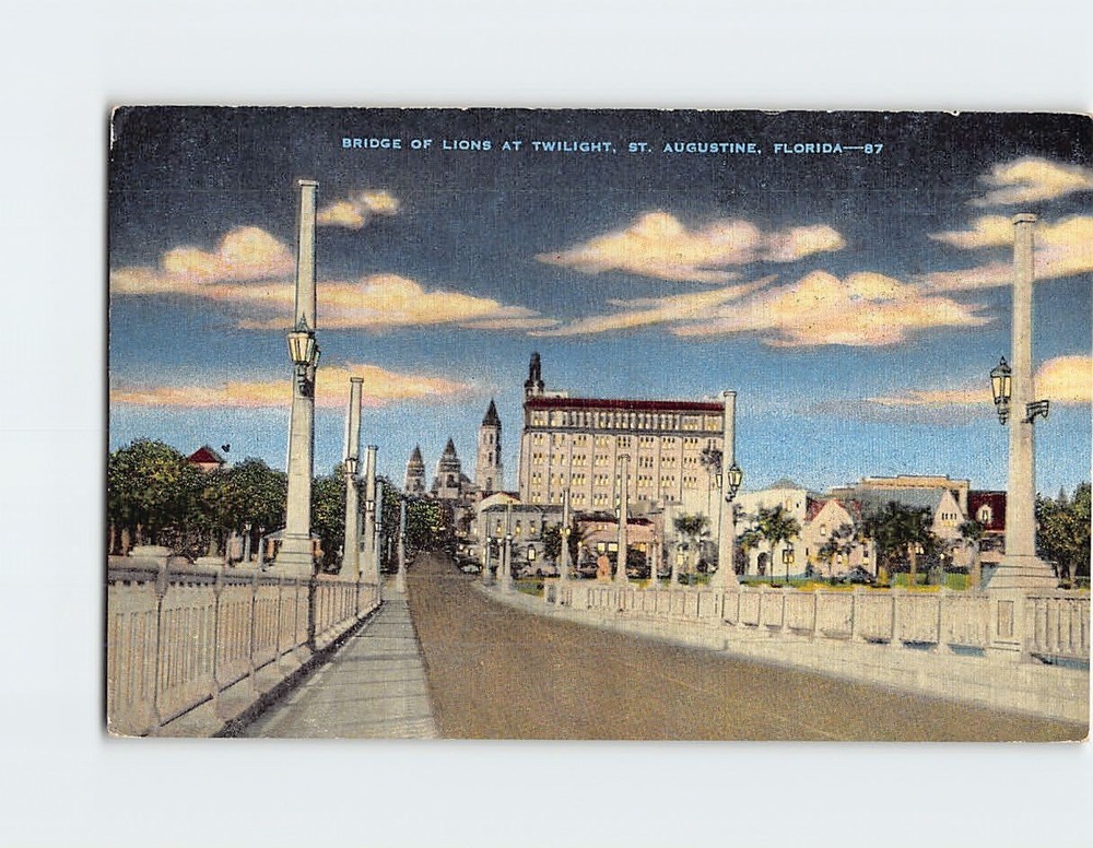 Postcard Bridge of Lions at Twilight St. Augustine Florida USA