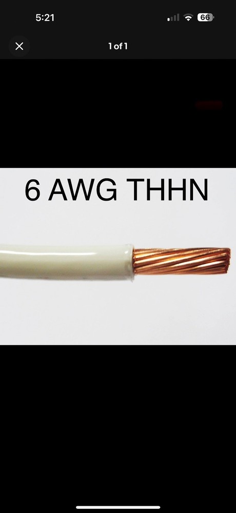 Thhn 6 Awg Gauge White Nylon Pvc Stranded Copper  Building Wire 50'