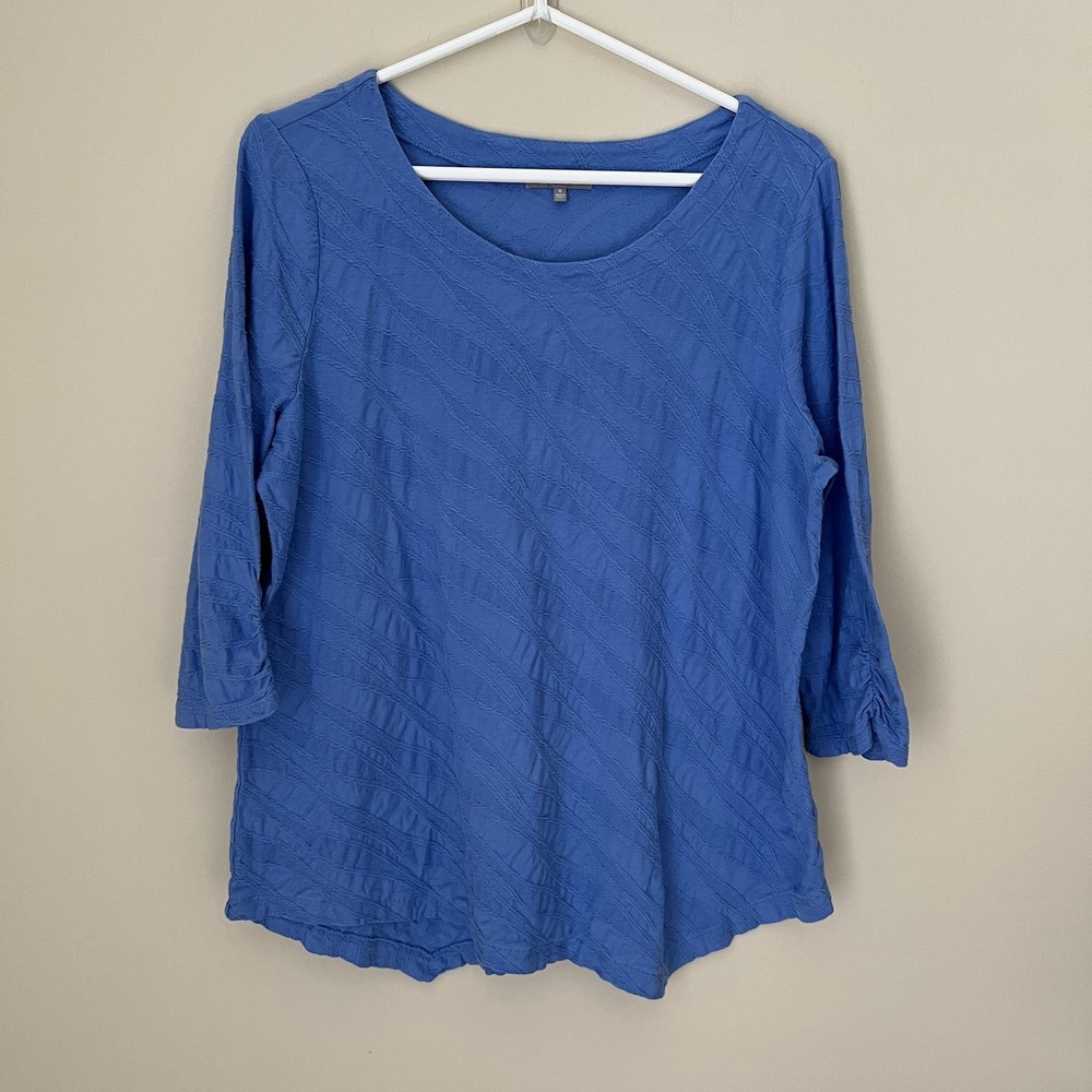 Habitat Clothes to Live In Womens Pullover Top M Blue Coastal Beach Boho Summer