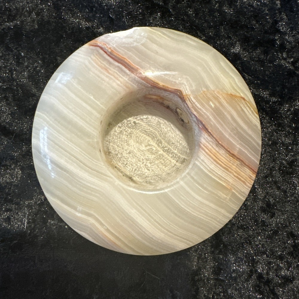 Vintage Onyx Marble Tea Light Disc Candle Holder 4”