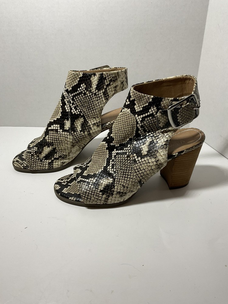 Vionic Blakey Snakeskin Block Heel Open Toe Sandals Women's Size 8