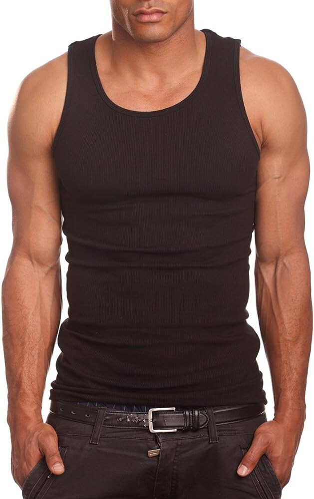 Hangout Mens A-Shirts Black Grey White Undershirt Breathable  12 Pack Size L