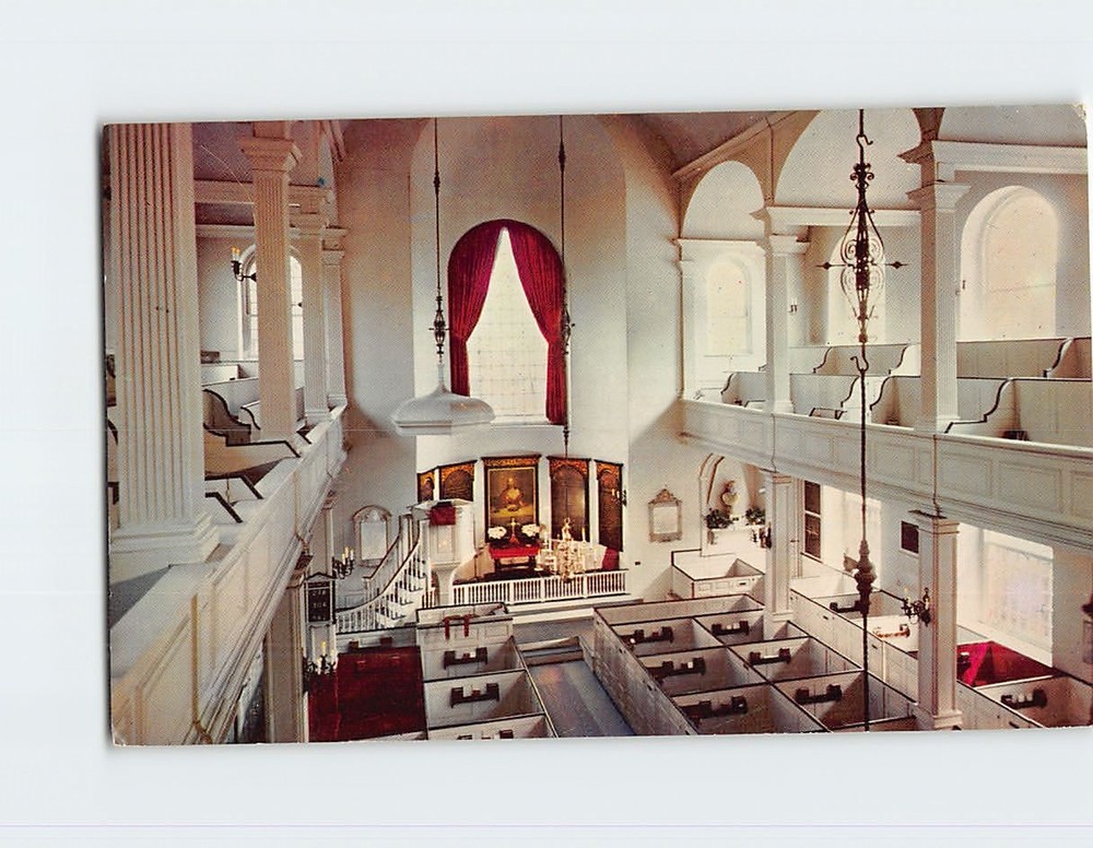 Postcard Interior of Old North Church of Paul Revere Fame Salem St. Boston MA