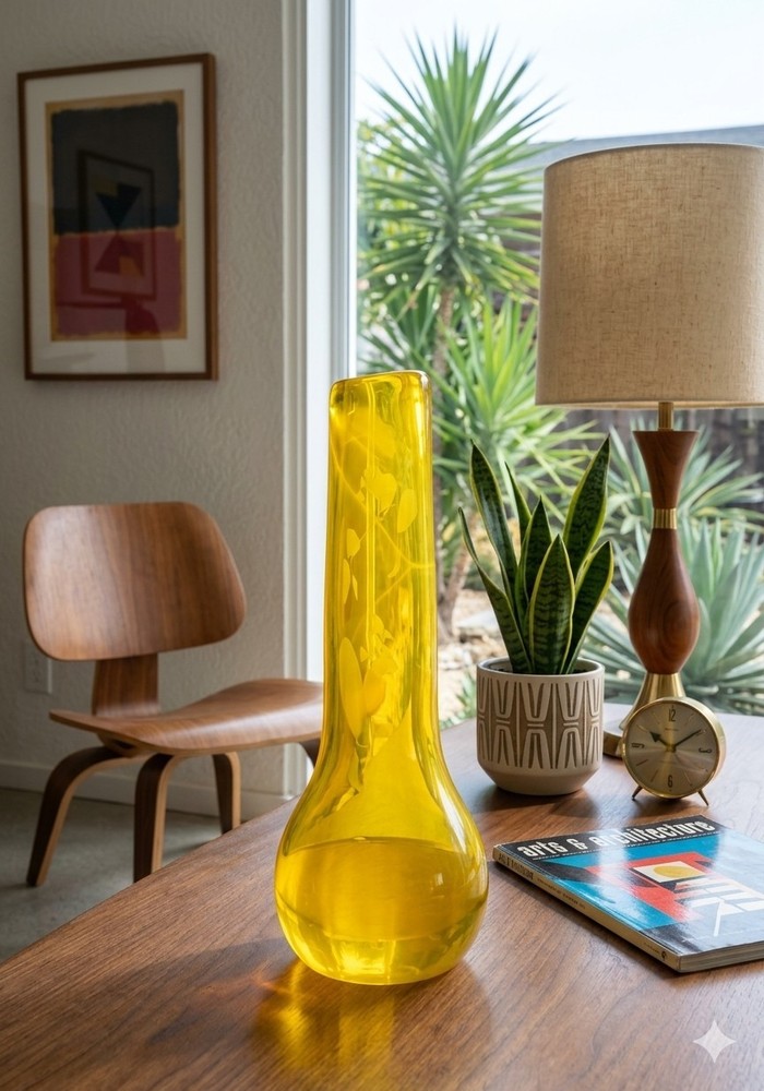 Art Glass Swung Vase With Cased Glass