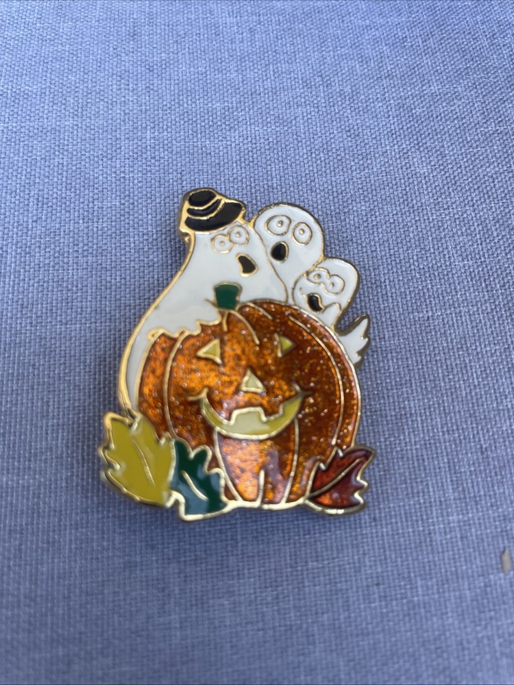 Vintage Mystic Jack’O Ghost trio Halloween Brooch pin “BOO”tique
