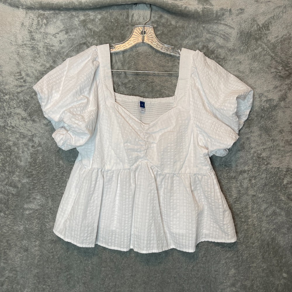 Old Navy Women Cottagecore Babydoll Romantic Soft Girl Peplum Smocked Top XL