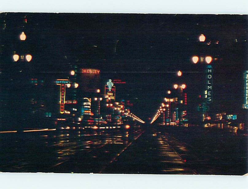 Unused 1950's SHOPS ON CANAL STREET AT NIGHT New Orleans Louisiana LA Q8245