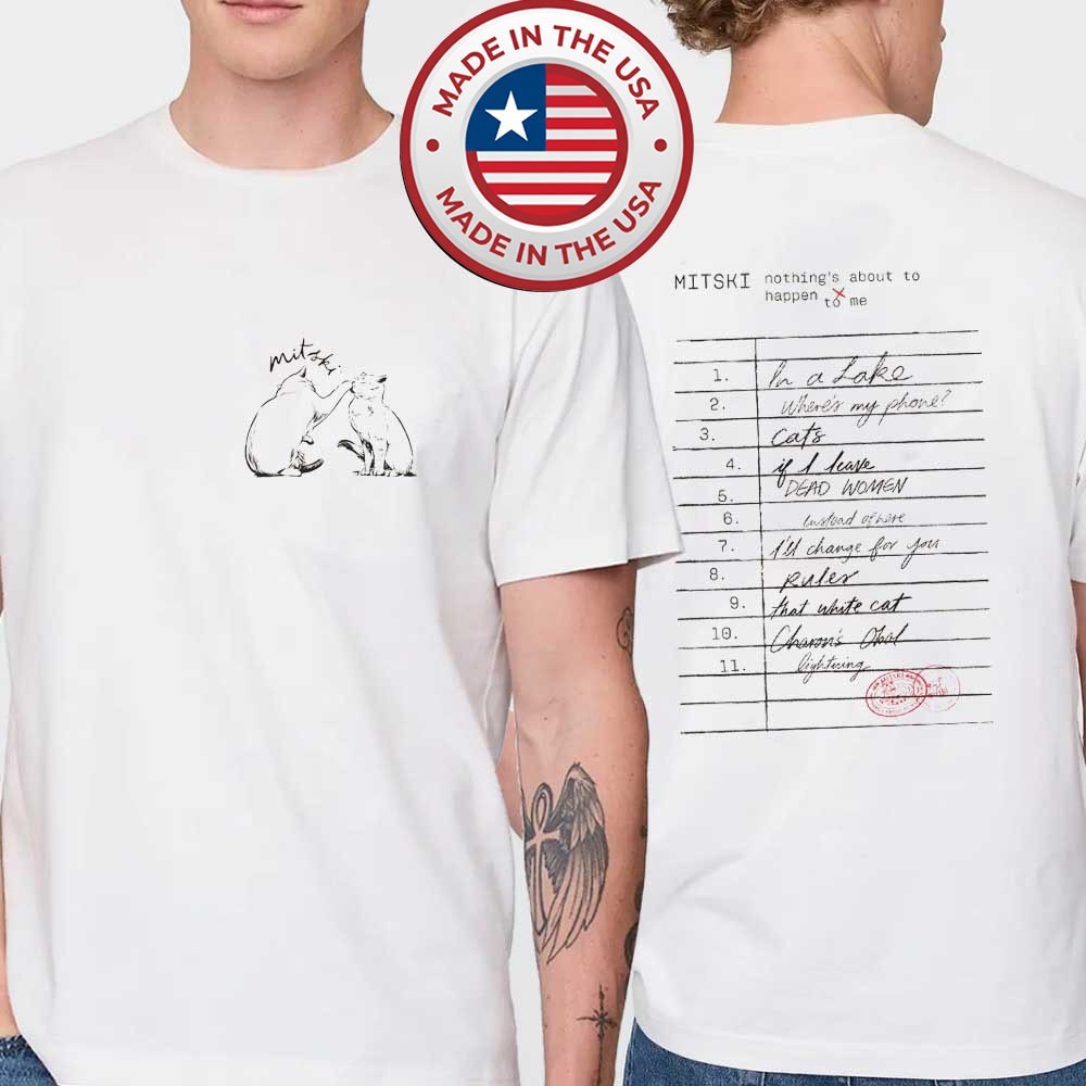 Mitski Cat Nothing's About To Happen To Me Library Stamp White T-Shirt