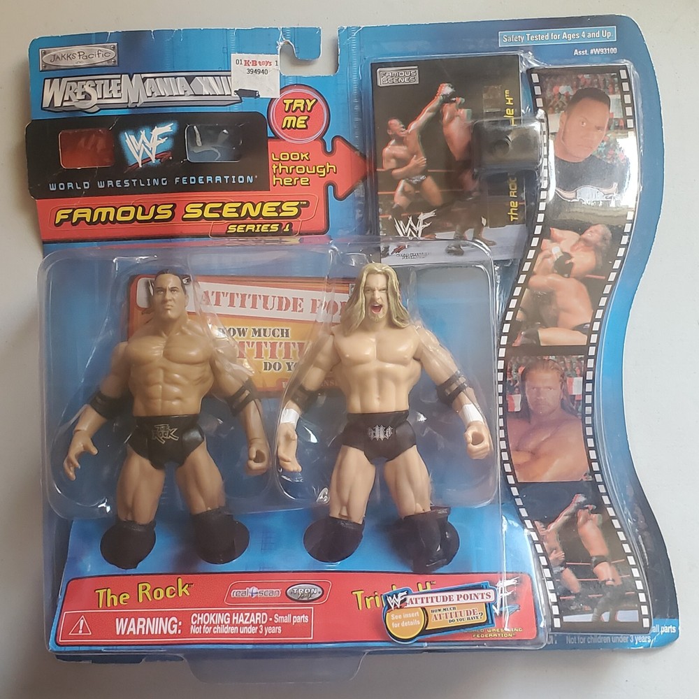 The Rock & HHH Famous Scenes WrestleMania XVII New And Sealed Jakks Pacific VG