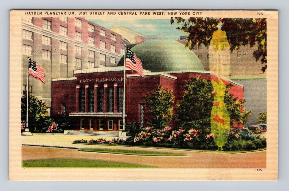 New York City NY, Hayden Planetarium, Central Park, Vintage Souvenir Postcard