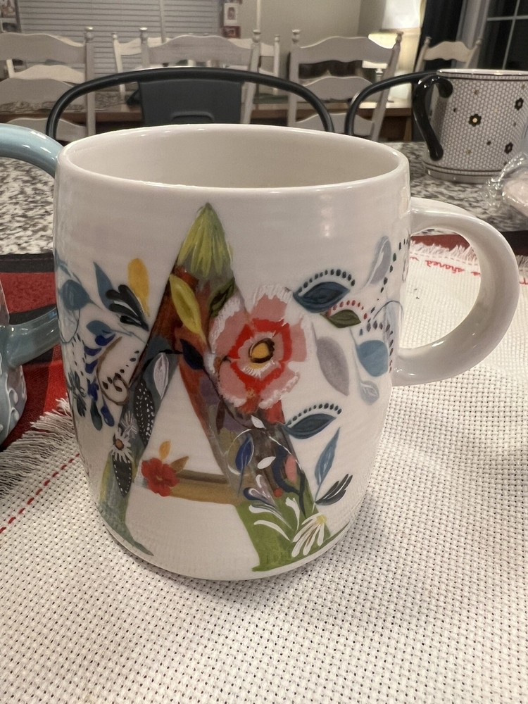 Starla M Hoffman Anthropologie Petal Pallette Letter A Floral Monogram Mug