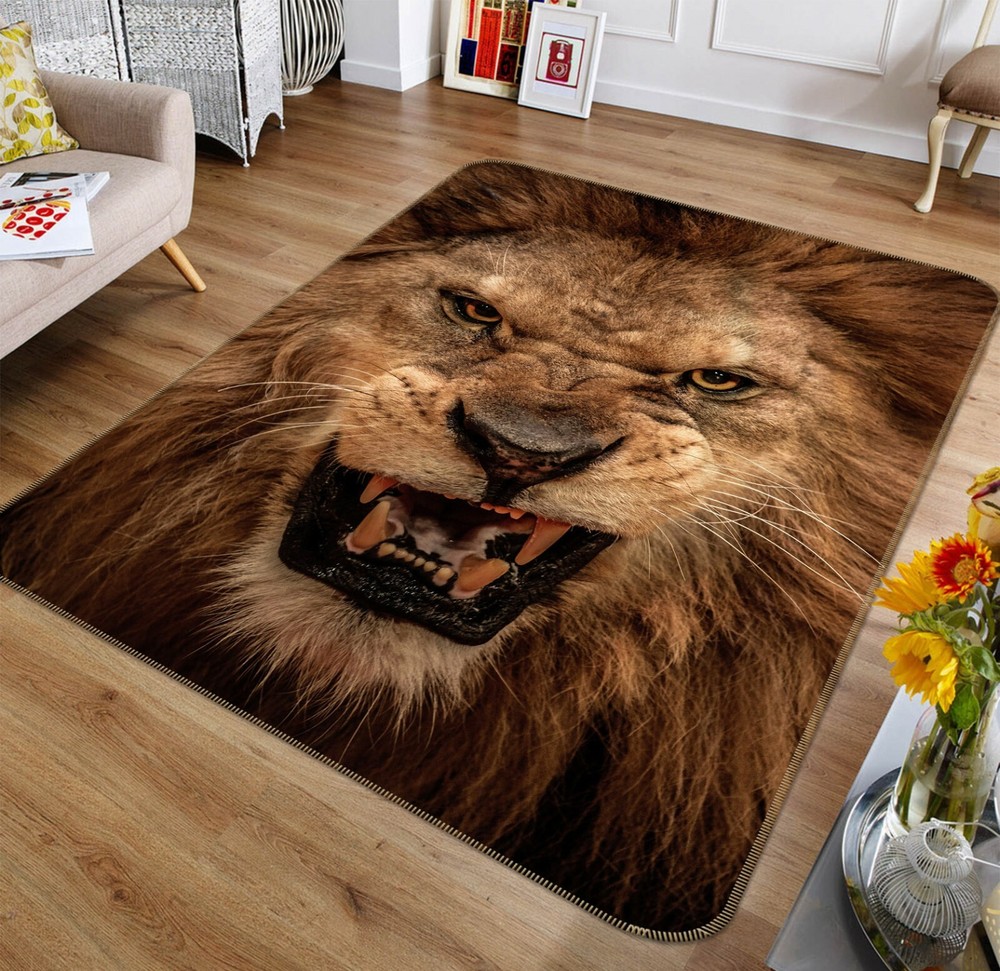 3D Beastly Ferocious Lion O89 Animal Non Slip Rug Mat Elegant Photo Carpet Fay