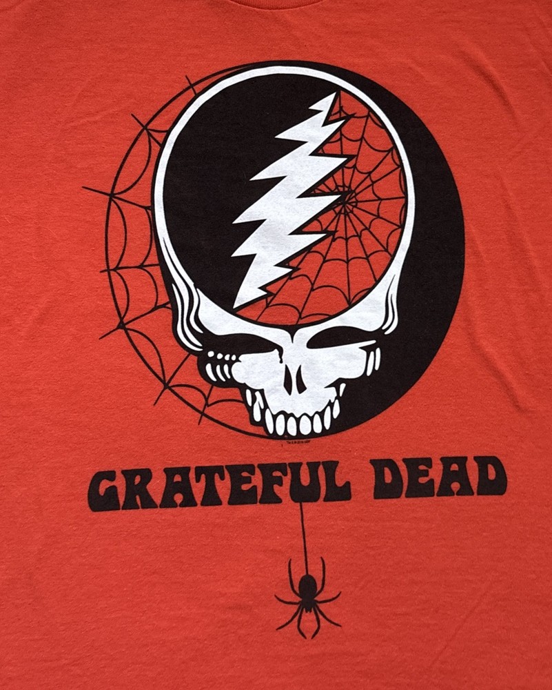 Liquid Blue Grateful Dead  Steal Your Face  Orange T-Shirt Size S Halloween