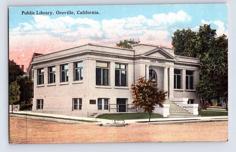 Postcard California Oroville CA Public Library 1920s Unposted Divided Back