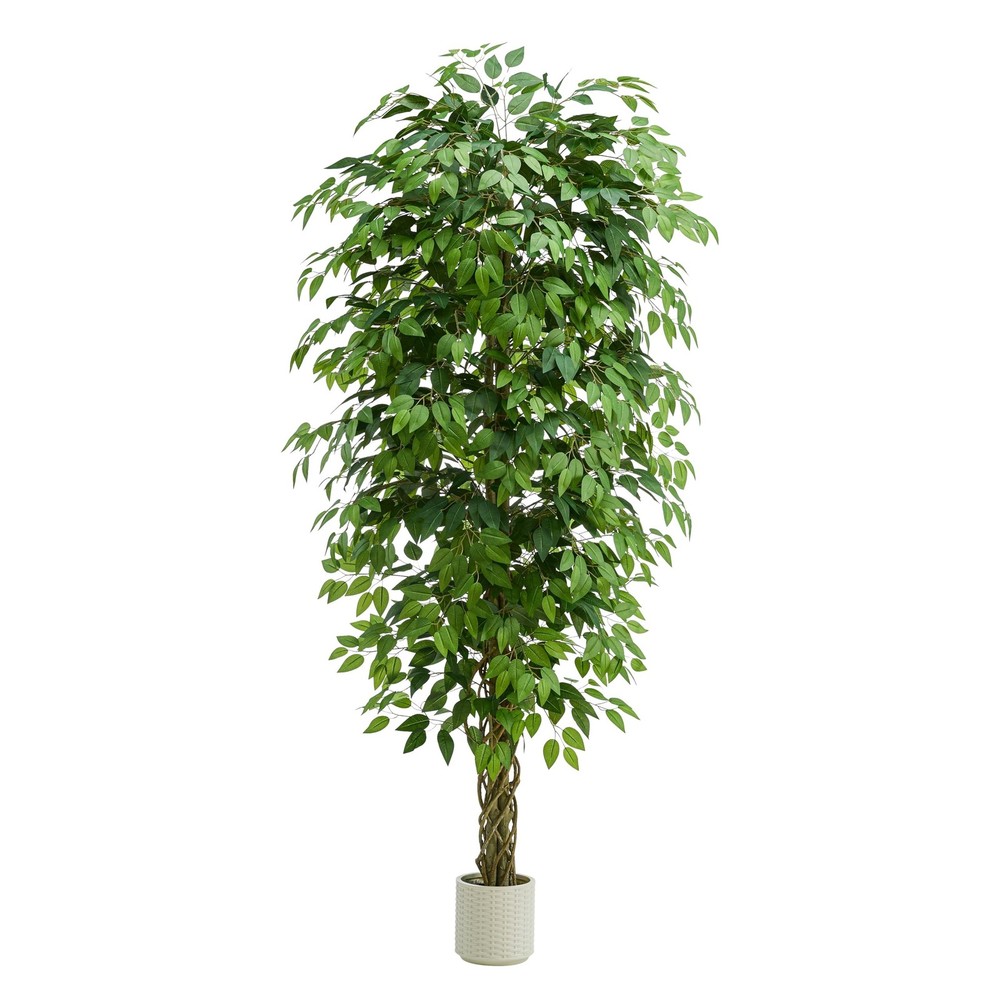 Artificial Ficus Tree：6FT Faux Silk Floor Plant Realistic Tall Fake Ficus