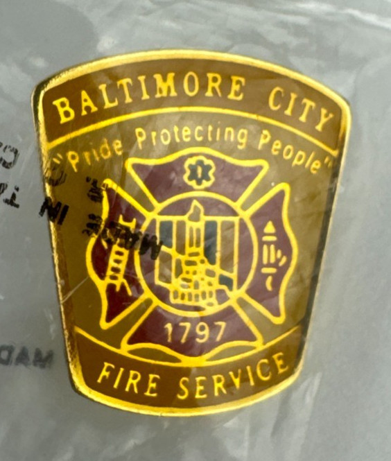 Baltimore City Fire Department Pin Pinback Enamel Maryland