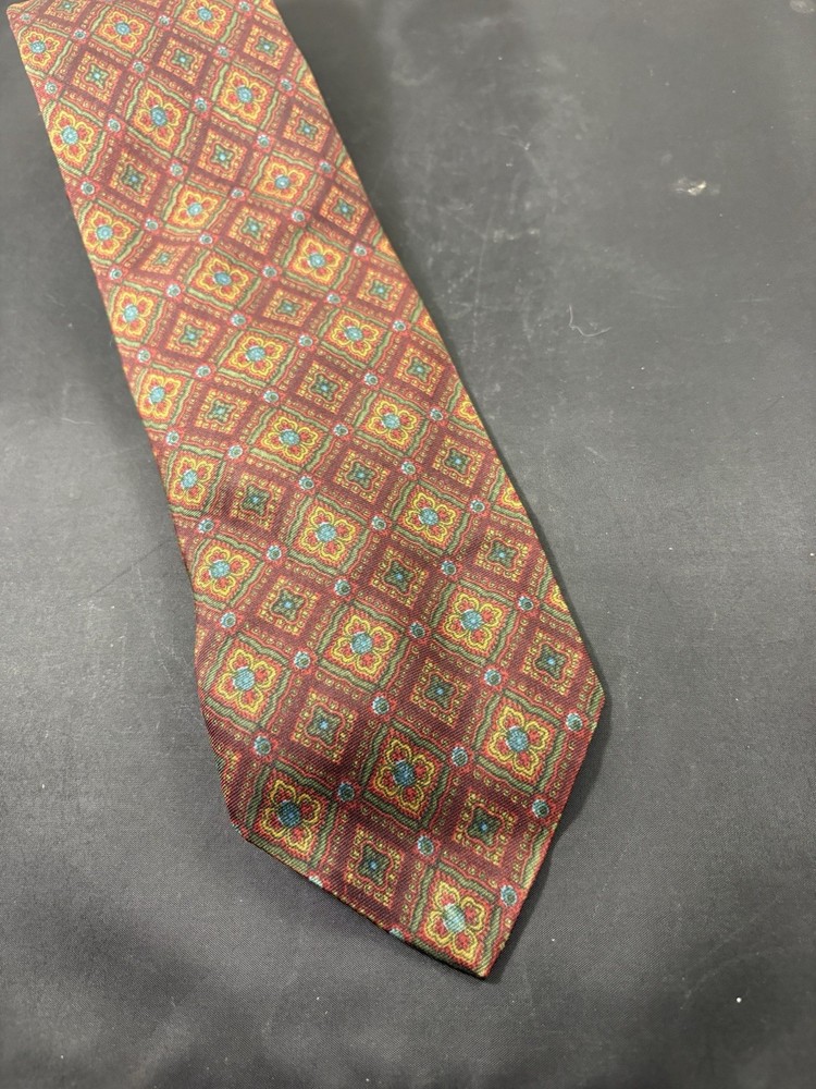Liberty of London, Lazarus Men's Neck Tie Brown, Gold, Blue Geometric