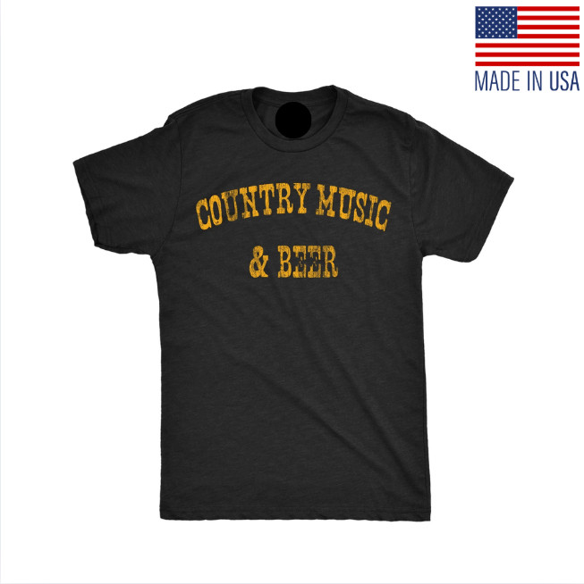 Mens Country Music and Beer Funny T Shirt Sarcastic Graphic Tee for Men