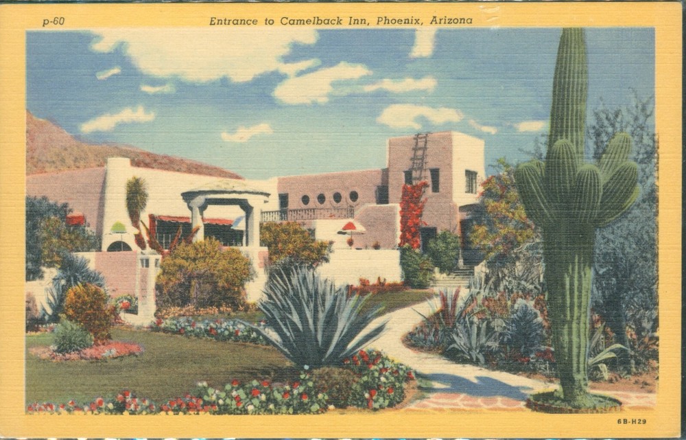 Entrance to Camelback Inn Phoenix Arizona AZ Postcard Linen