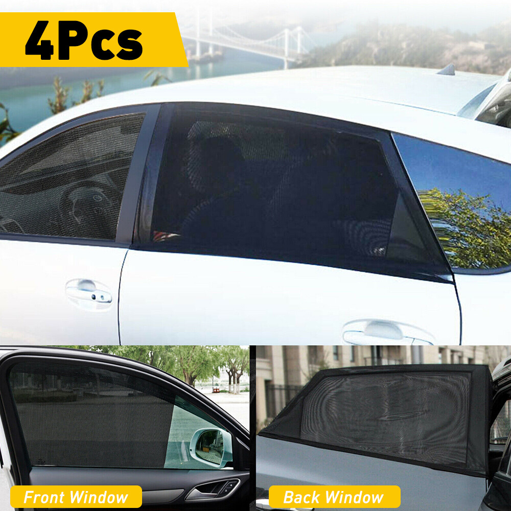 4X Car Window Mesh Sunshade for Rear Side Windshield UV Protection