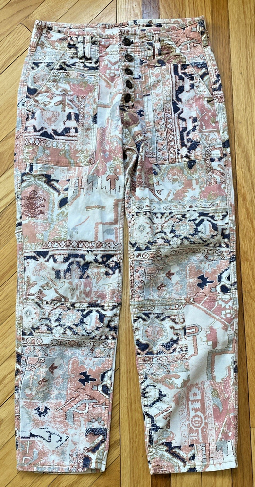 By Anthropologie The Wanderer Pink Aztec Pants Size 28