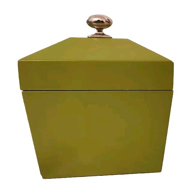 Wooden Keepsake Box with Green Lid for Jewelry Storage VGC