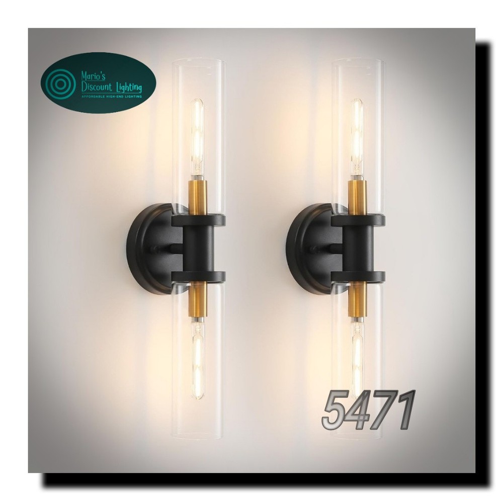 KUZZULL Wall Sconces Set of Two Black and Brass Gold Wall Lamp Wall Lights with