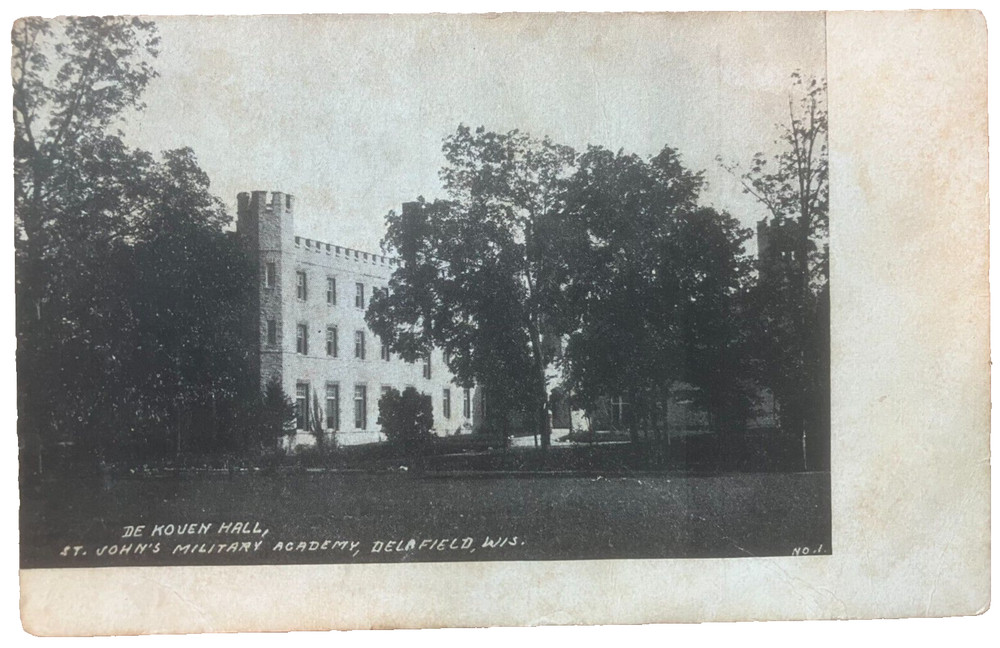 Antique postcard: St John's Military Academy, Delafield, WI, posted 0ct 14, 1907