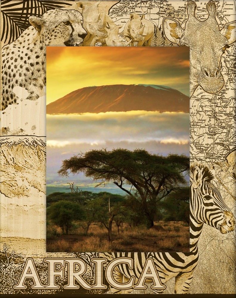 Africa Laser Engraved Wood Picture Frame Portrait (4 x 6)