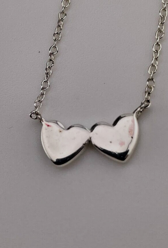 La 925 Sterling Silver Double Heart Necklace 16-18
