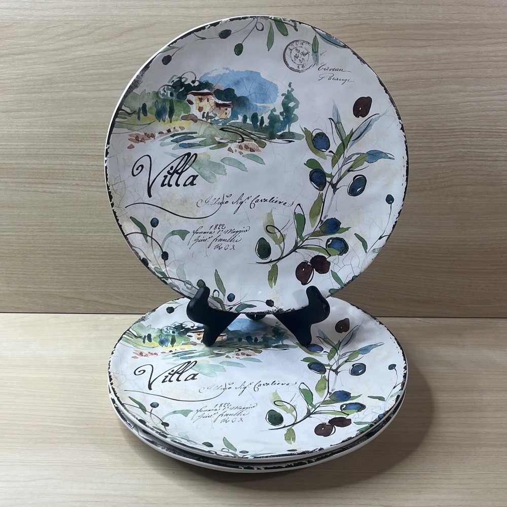 Dash Of That Villa Olives 11'' Ceramic Dinner Plates By Julie Paton - Set Of 3