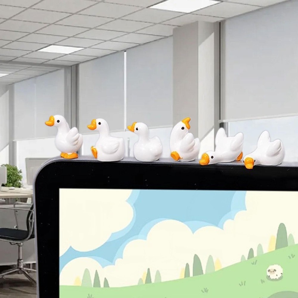6Pcs Goose Car Dashboard Accessories Silly Goose Statue Cute Desk Decor Mini