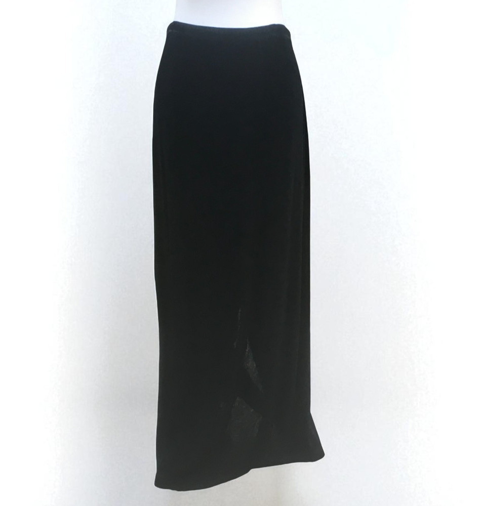 Samantha O Women's Black Maxi Length Long Straight Skirt Back Slit (Sz M)