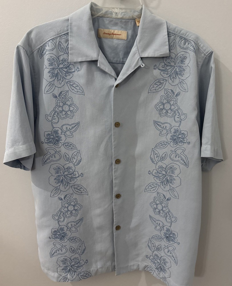 Tommy Bahama Men's Short Sleeve M/M SILK Shirt EMBROIDERED