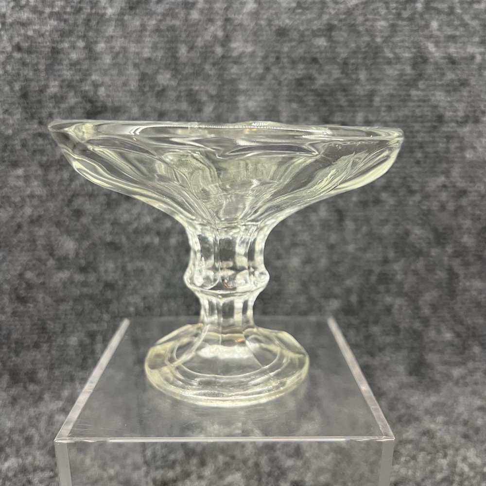 Vintage 3.75” Tall Clear Glass Pedestal Dish Crystal Compote