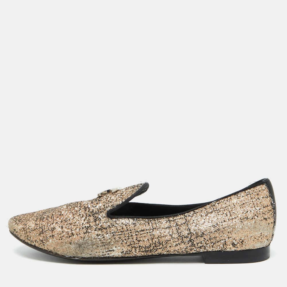 Chanel Multicolor Metallic CC Smoking Slippers Size 38.5