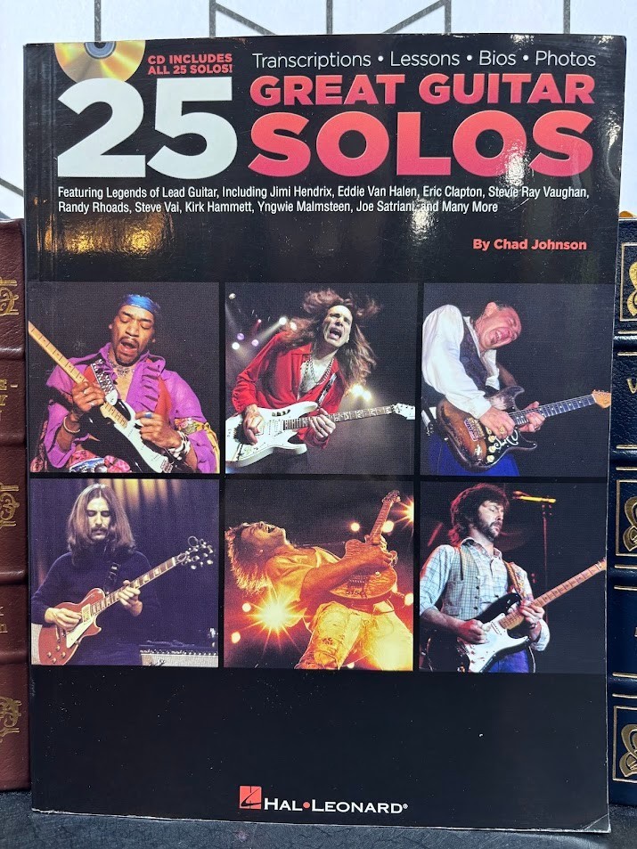 25 Great Guitar Solos Hal Leonard Tab CD Johnson Van Halen Free Bird Clapton VG