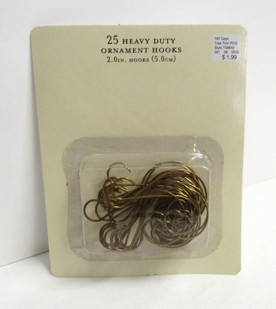 Fancy Christmas Heavy Duty Ornament Hangers - Gold, Box of 25, - NEW