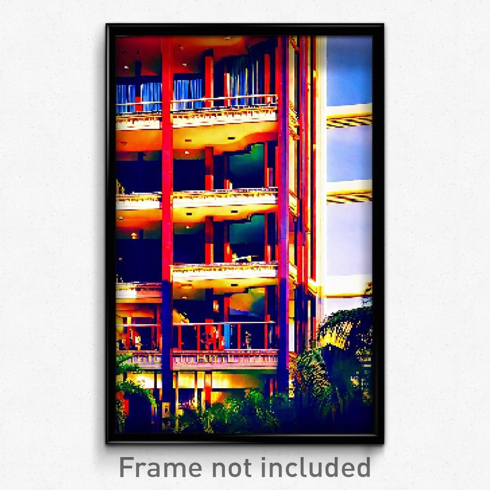 Pixel Art Poster - Magnificent Hotel (8 Bit Psychedelic Trippy Video Game Print)