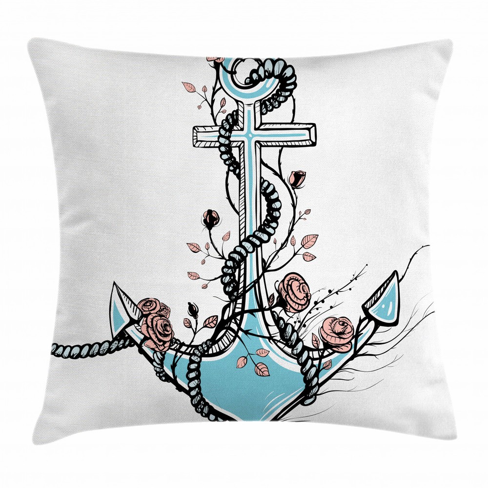 Romantic Anchor Design 18 Inch Square Cushion Cover Pillow Case