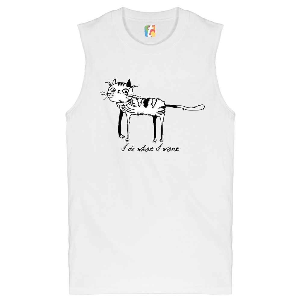 I Do What I Want Muscle Shirt Independent Cat Kitty Animal Lovers Men's