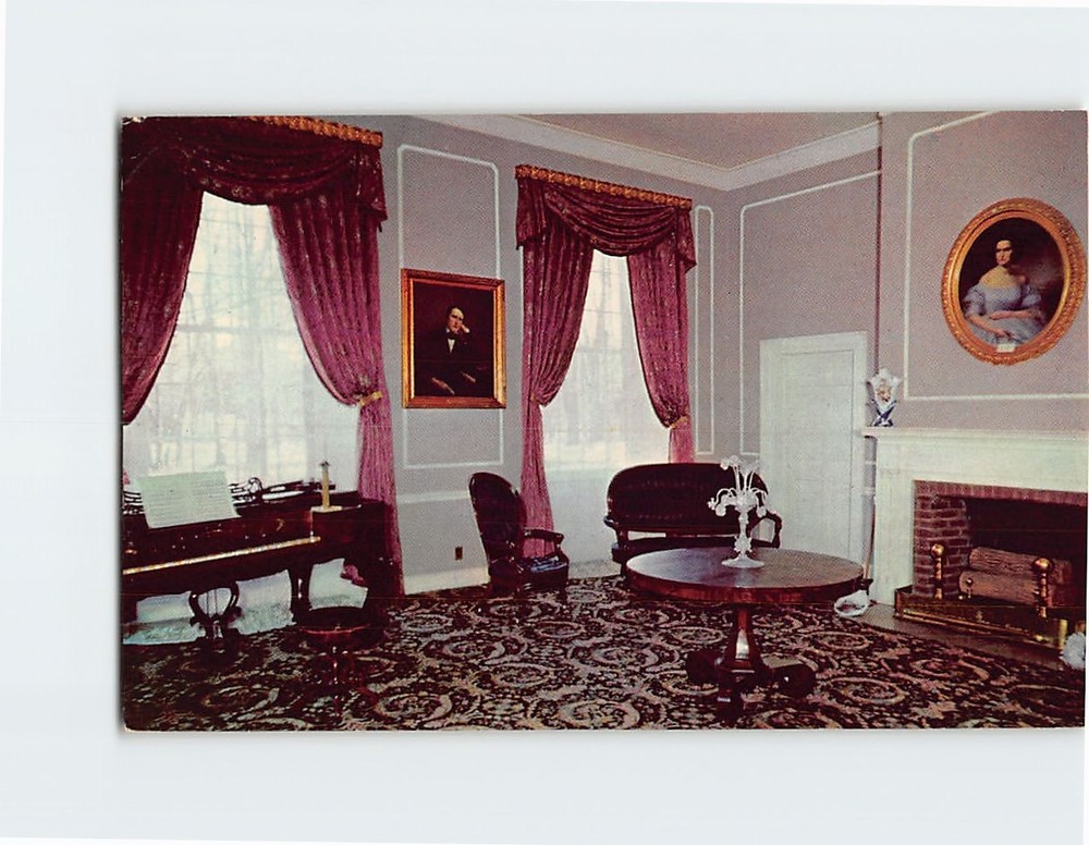 Postcard Parlor and Piano My Old Kentucky Home State Shrine Bardstown Kentucky
