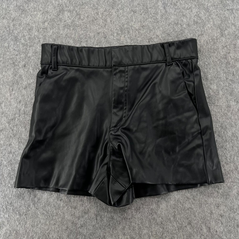 Zara Black Faux Leather Shorts High Waist S