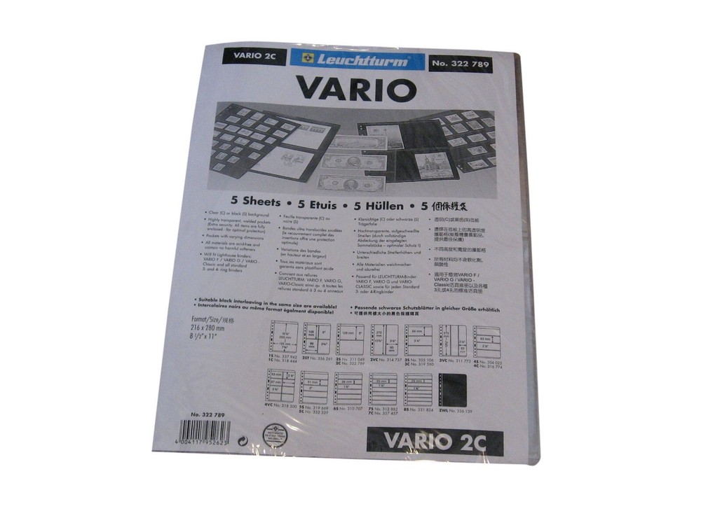 5 Lighthouse Vario 2 Pocket Clear Stamp Stock / Photo Album Pages binder sheets